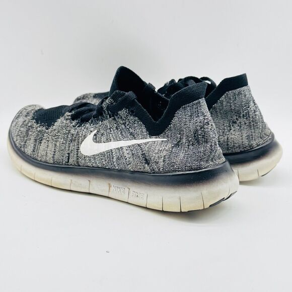 Nike Free RN Flyknit Womens 7 Gray Black White Running Shoes Sneakers Trainer ID - Picture 5 of 11